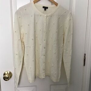 Cream Beaded Cardigan